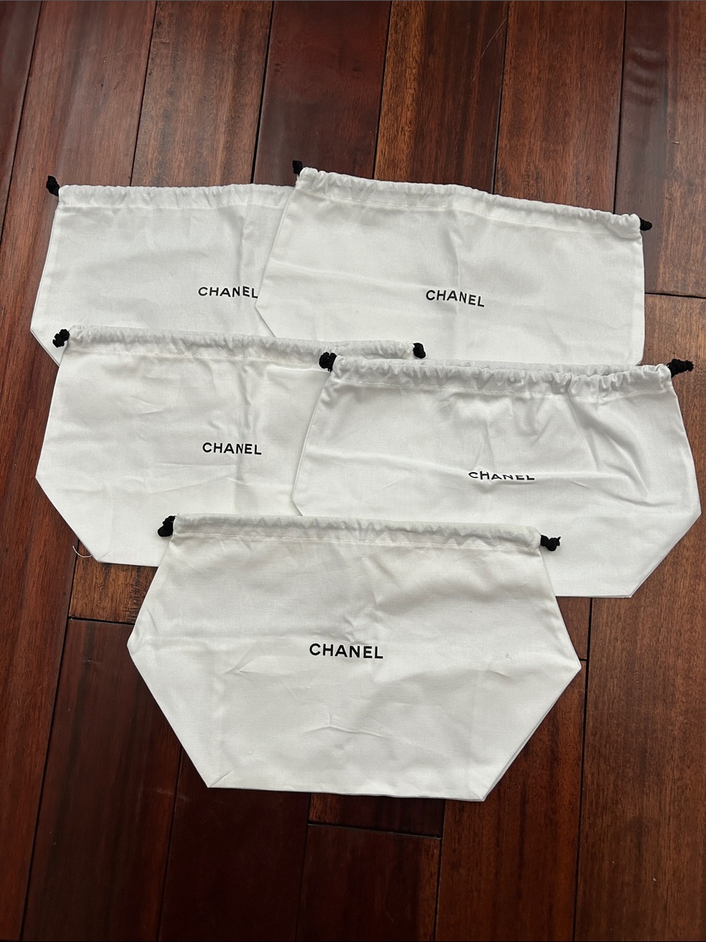 CHANEL White Drawstring Dust Bag Set of 5